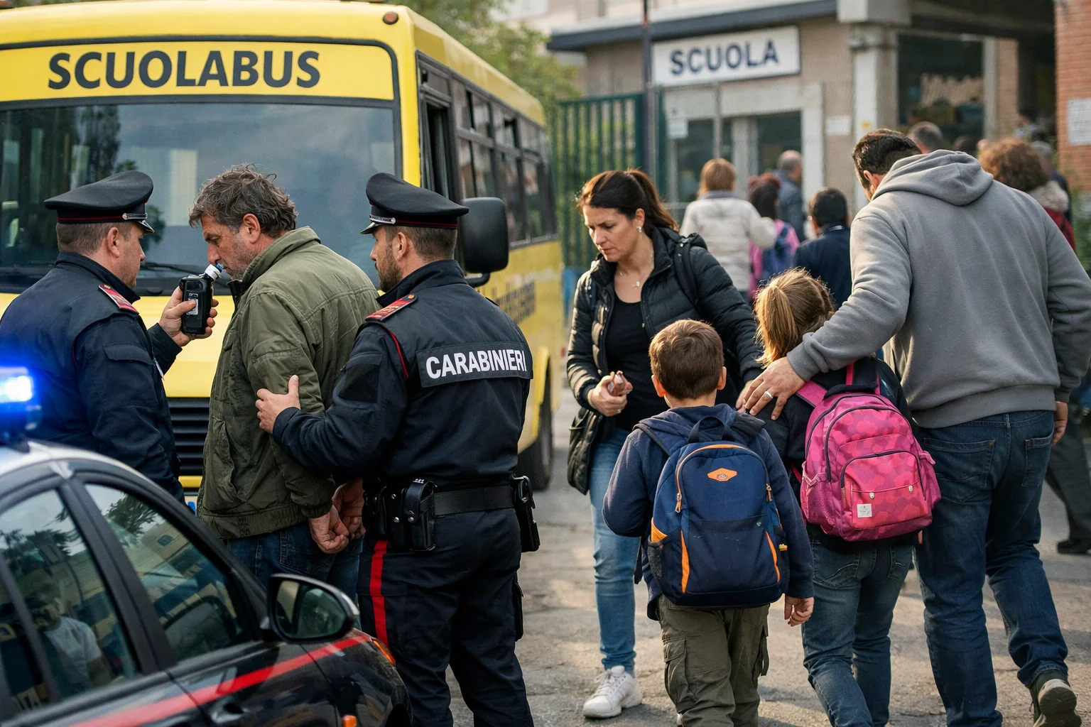 Alessandria, autista scuolabus ubriaco: fermato dai Carabinieri, era recidivo. Famiglie riaccompagnano gli studenti
