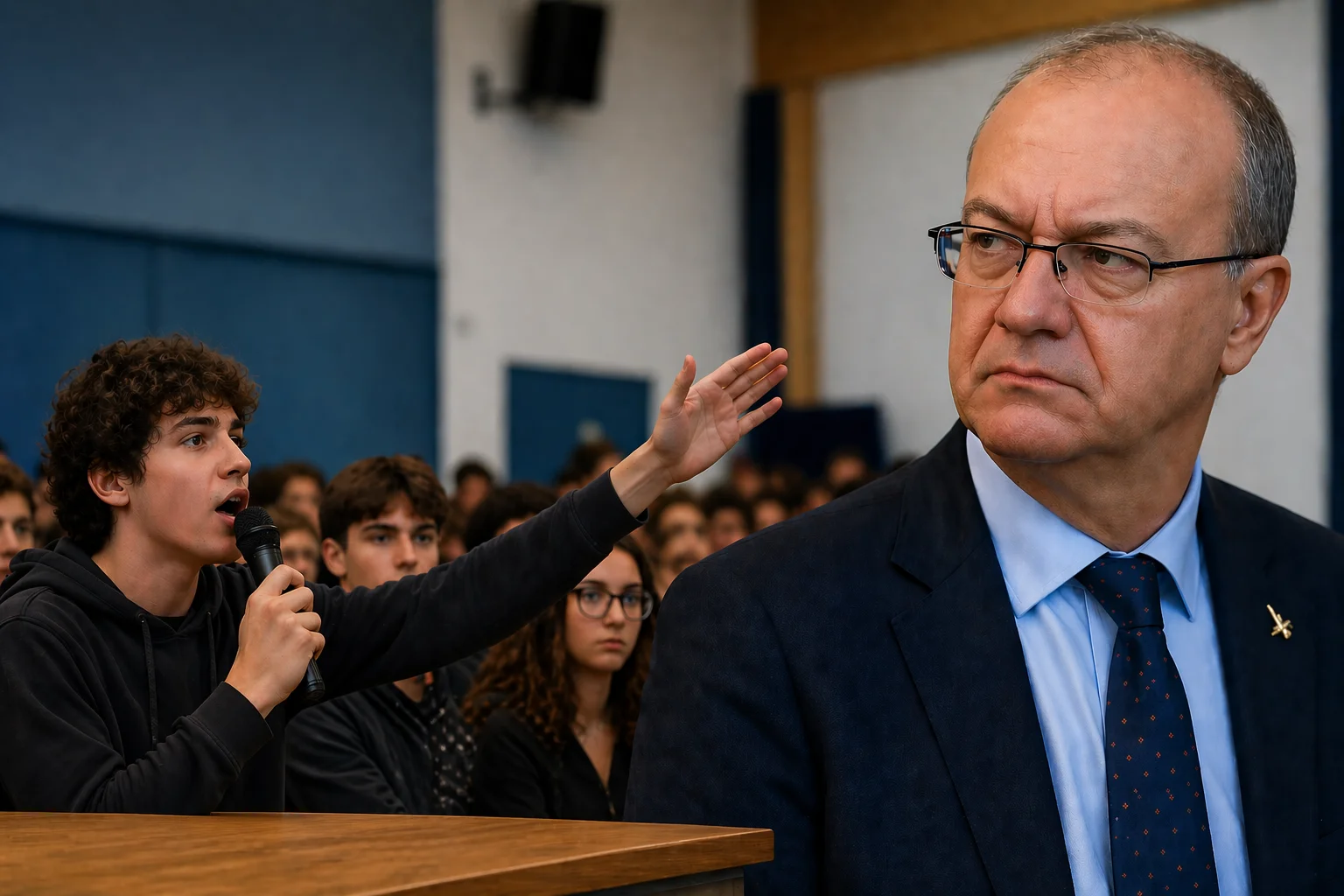 Studente contesta il Ministro Valditara: tensione durante evento al Liceo Galilei di Roma