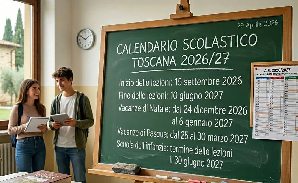 Calendario Scolastico Toscana 2026/27: date di inizio e fine delle lezioni, vacanze di Natale e di Pasqua