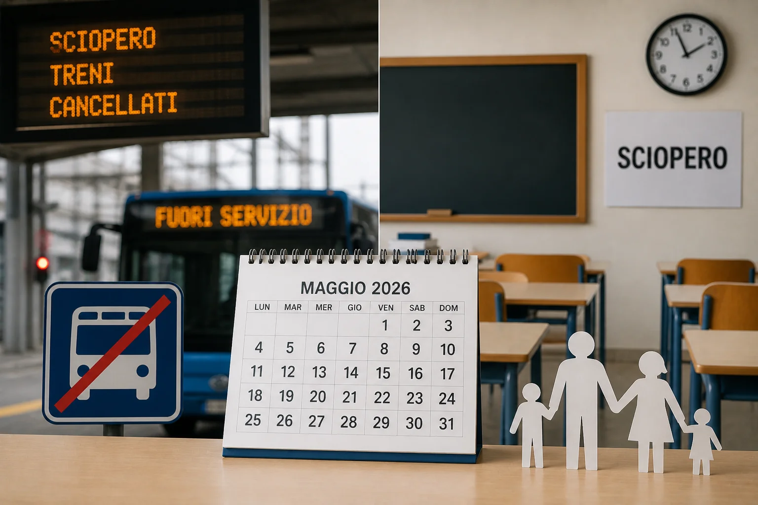 Scuola e trasporti, scioperi di maggio 2026: le informazioni utili per le famiglie