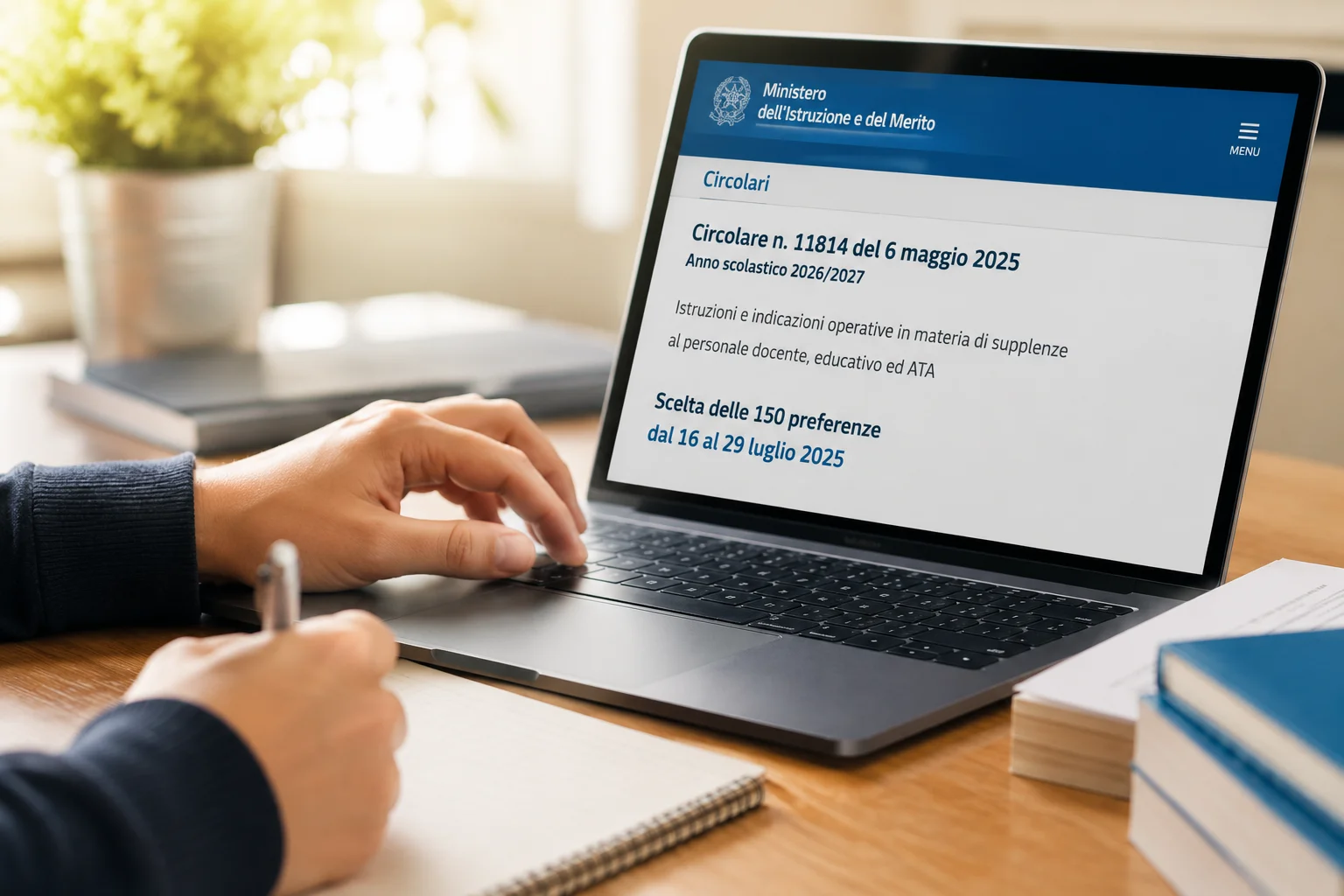 Supplenze 2026/27: il MIM pubblica la Circolare 11814 del 6 maggio, scelta delle 150 preferenze dal 16 al 29 luglio