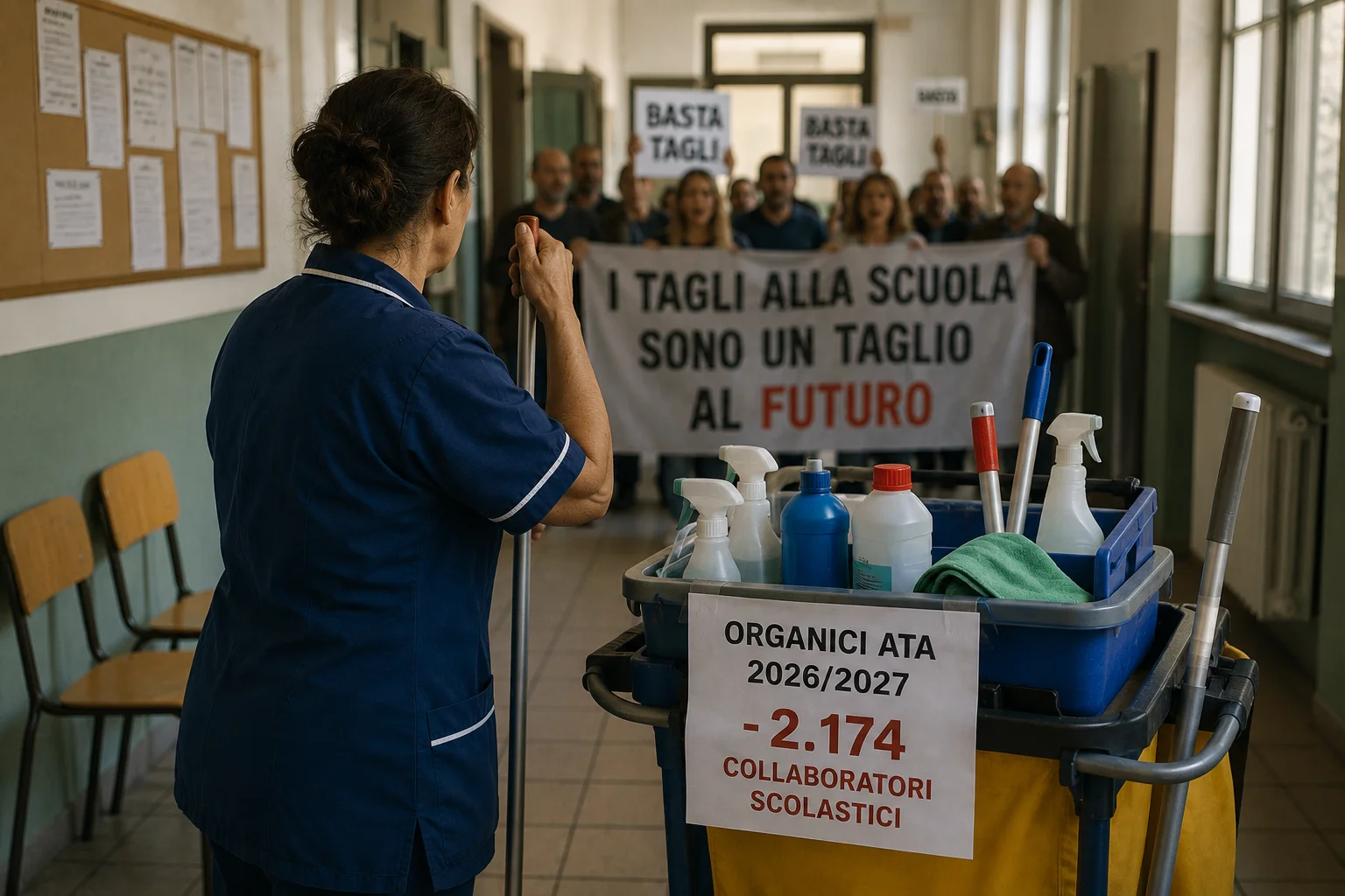 Organici ATA 2026/2027: tagliati 2.174 collaboratori scolastici. Sindacati in rivolta