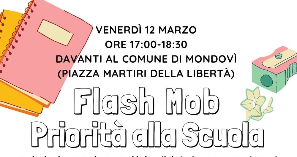 Priorità alla scuola: oggi 12 marzo flash mob a Mondovì
