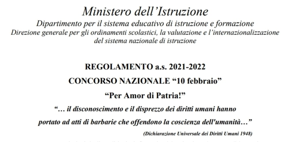 Concorso Nazionale 10 febbraio Per Amor di Patria! 2021-2022