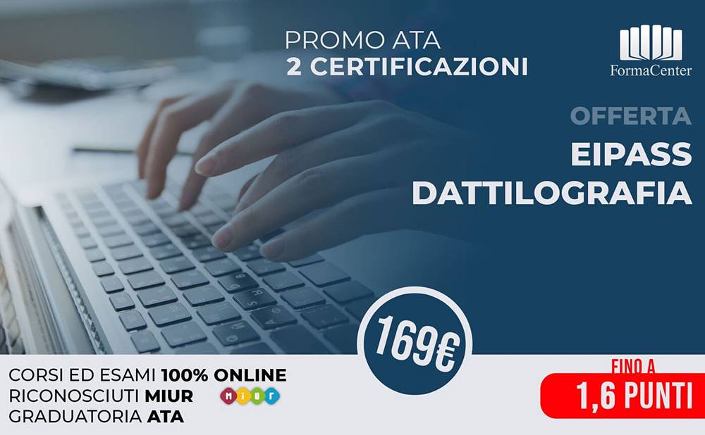 Corso Eipass Dattilografia ATA riconosciuto Miur 2023: punteggio e costo