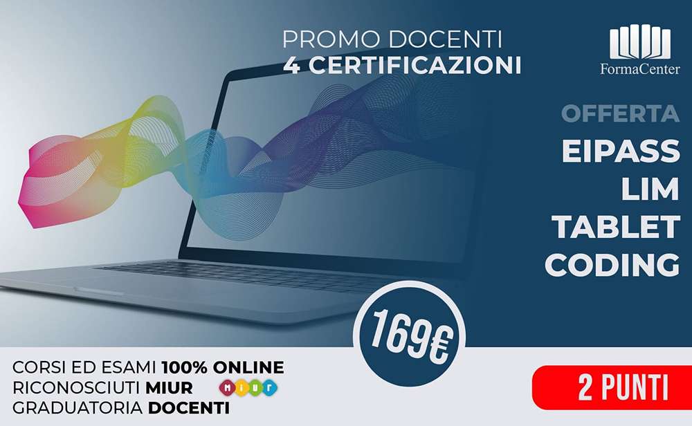 Promo Docenti 4 Certificazioni Eipass Lim Tablet Coding Online: 2 punti per le graduatorie
