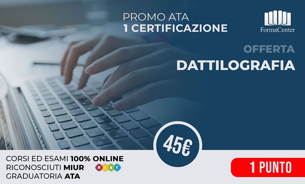 Corso Dattilografia Online Riconosciuto Miur 2023: punteggio, costo, esami
