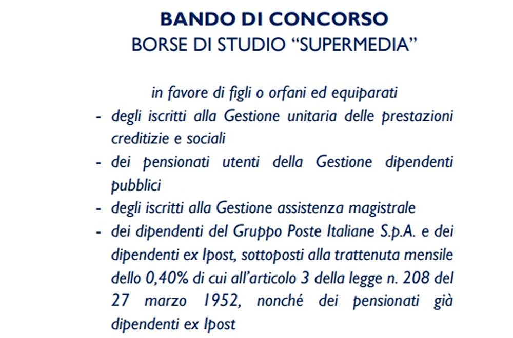Borse di Studio Supermedia 2023: domande dal 21 settembre al 12 ottobre