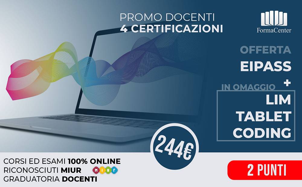 Corso Eipass Lim Tablet Coding, promo speciale by Formacenter: fino a 2 punti per le graduatorie