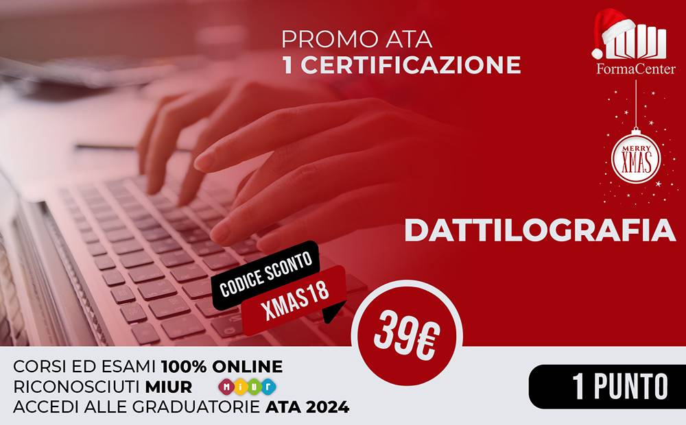 Corso di Dattilografia Riconosciuto Miur by Formacenter: costo e punteggio graduatorie ATA