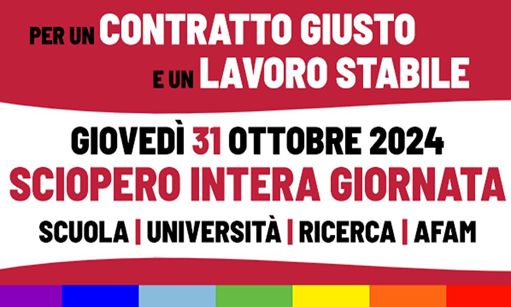 Sciopero Scuola 31 Ottobre 2024 indetto da FLC CGIL: motivazioni, durata e personale interessato