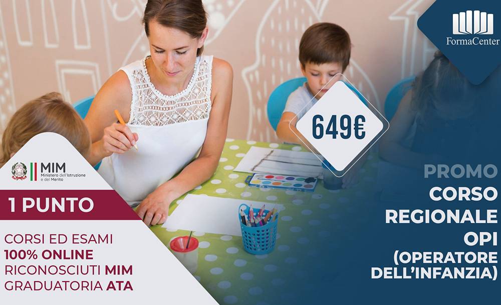 Corso OPI Operatore dell'Infanzia riconosciuto MIM by Formacenter: lezioni ed esame online