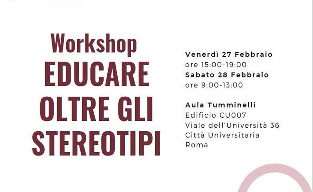 Educare oltre gli stereotipi, workshop gratis per docenti all'Università La Sapienza: 27 e 28 febbraio 2026