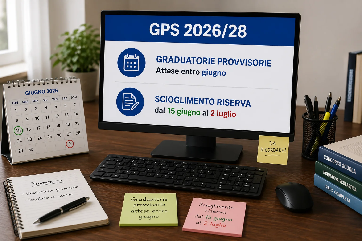 GPS 2026/28: graduatorie provvisorie attese entro giugno, scioglimento riserva dal 15 giugno al 2 luglio