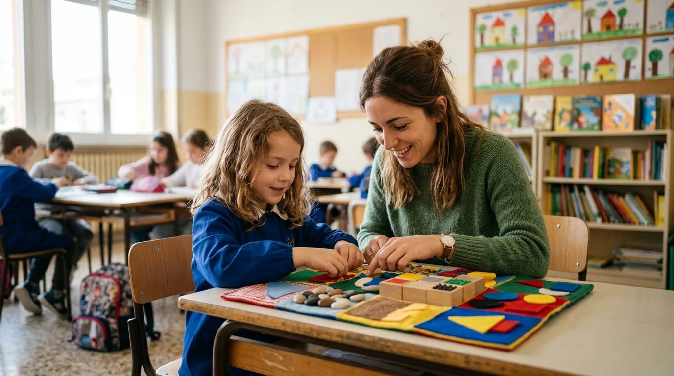 Sostegno, la maestra che inventa giochi tattili per gli alunni