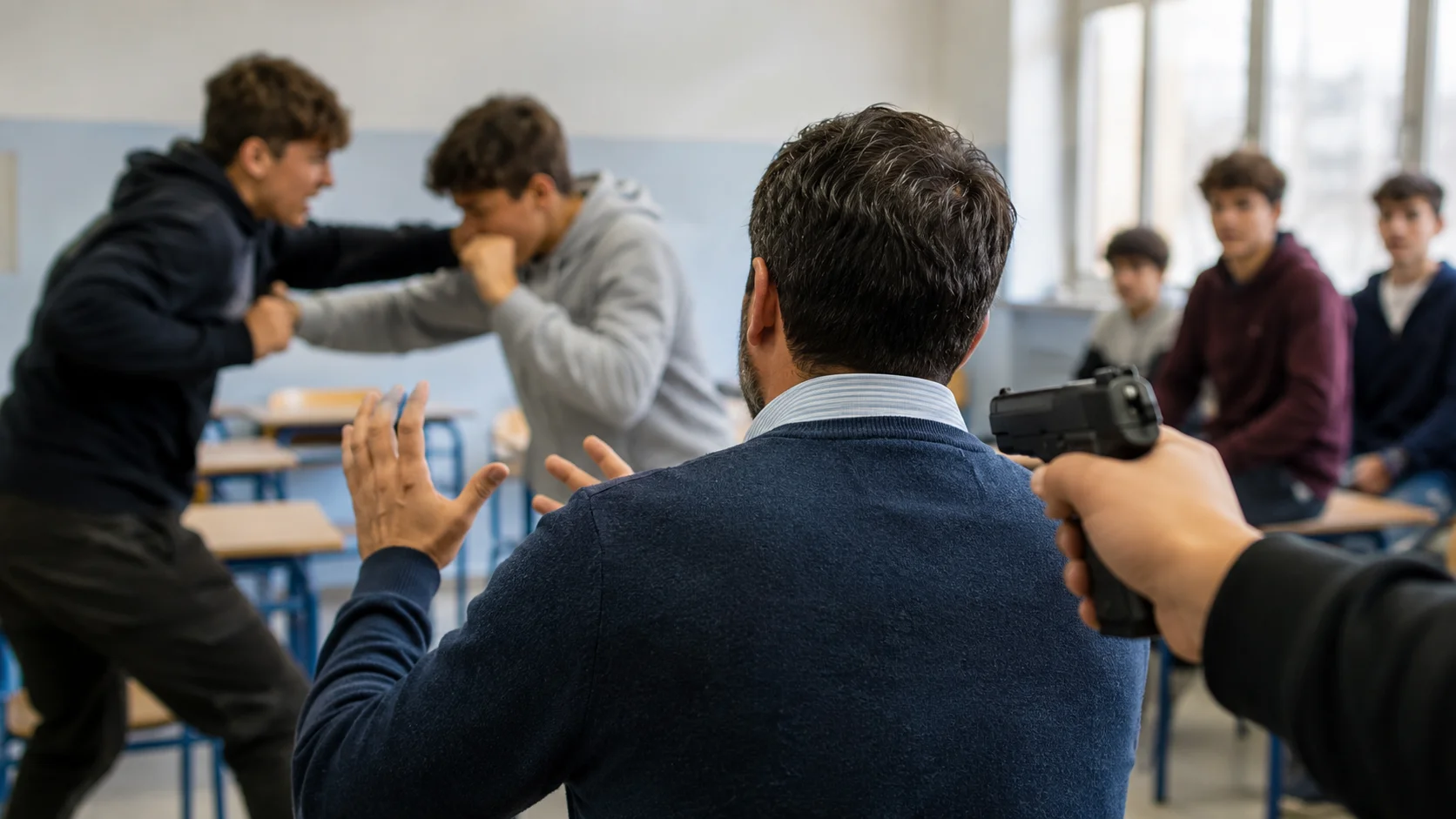 Mirandola, "match" di boxe in classe e finta pistola al prof