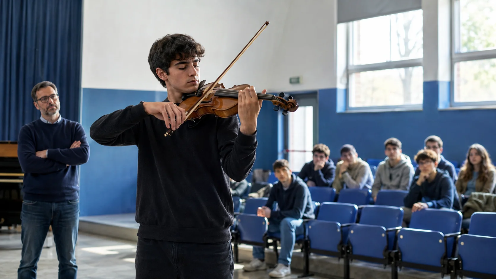 Musica a scuola, il sogno del giovane violinista Leone Pini