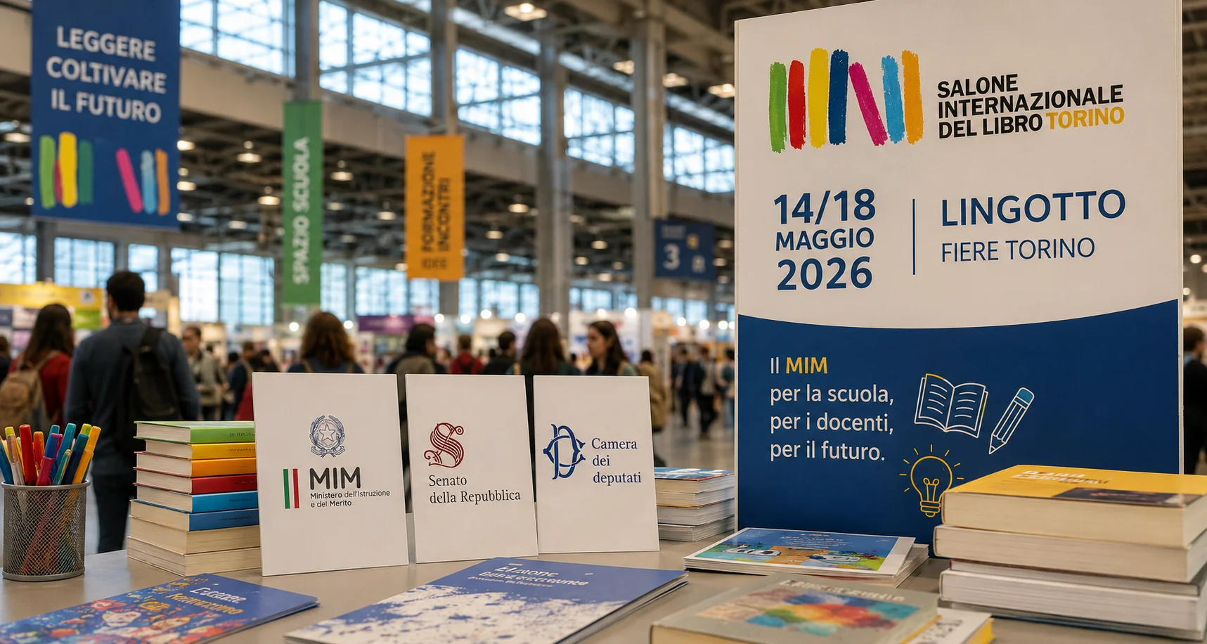 Salone del Libro di Torino 2026: dal 14 al 18 maggio il MIM al Lingotto con iniziative per scuole e docenti, in collaborazione con Senato e Camera