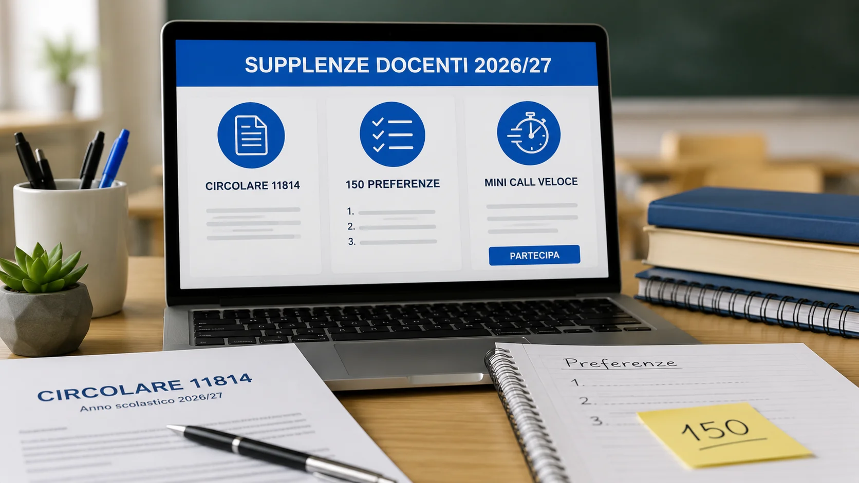 Supplenze docenti 2026/27: la circolare 11814, le 150 preferenze e la mini call veloce