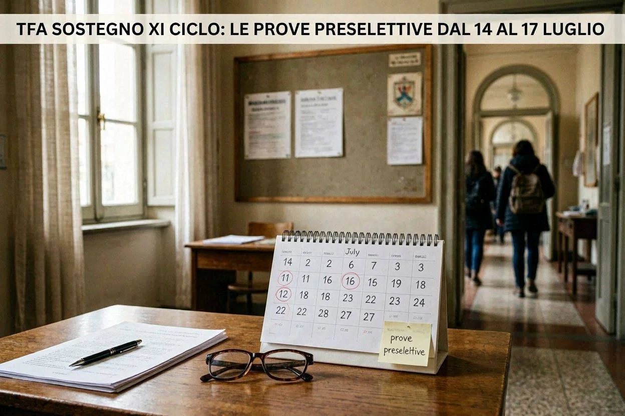 TFA sostegno XI ciclo: le prove preselettive dal 14 al 17 luglio