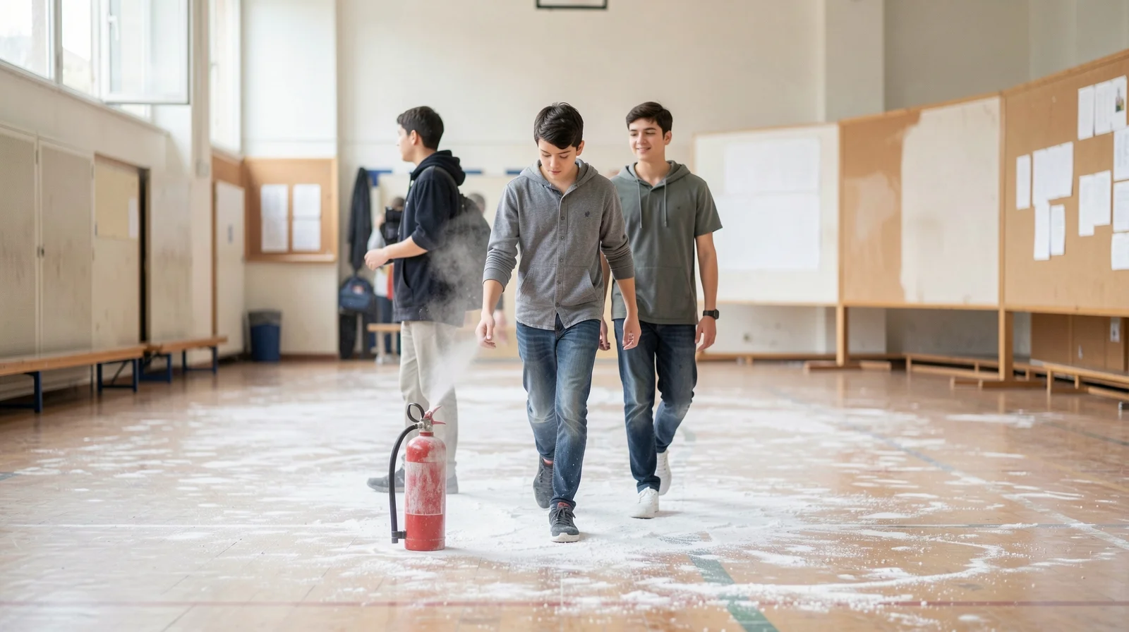 Vandali nella palestra scolastica: estintori svuotati sul campo